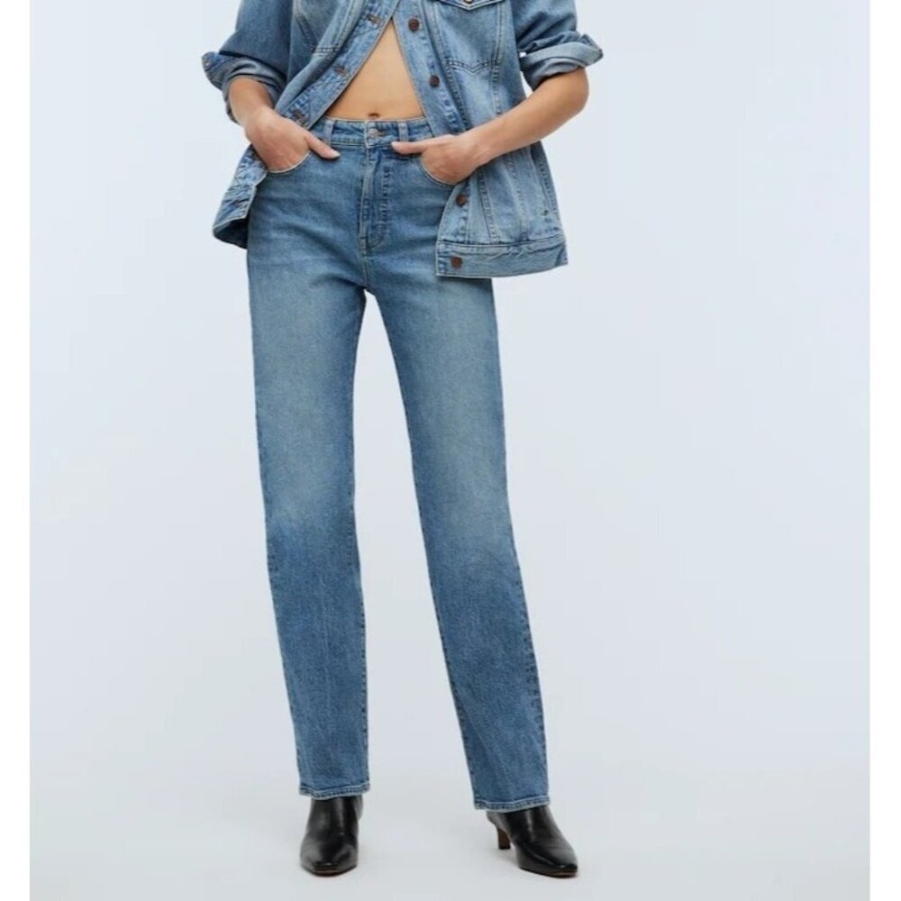 Madewell‎ The Petite '90s Straight Jean in Rondell Wash Crease Edition sz 32P